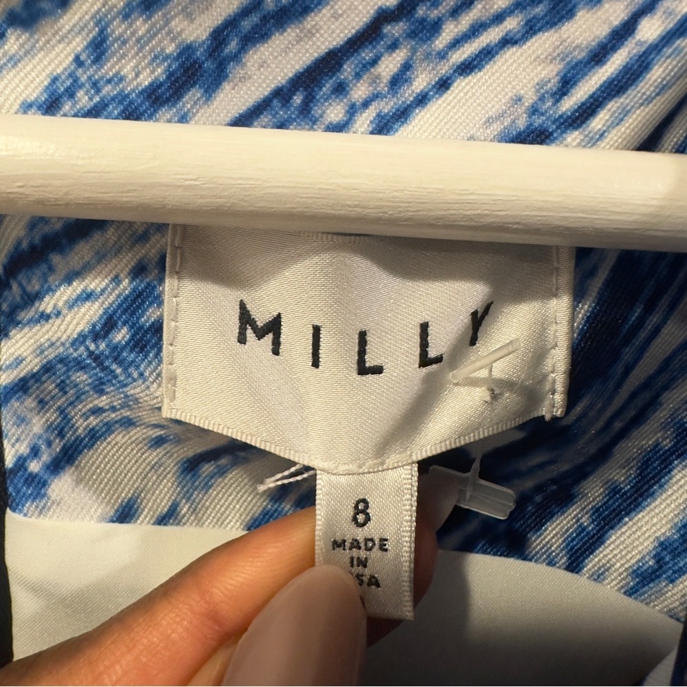 Millie Coco Blue and White Scribble Print Sleeveless Sheath Dress - Picture 5 of 8